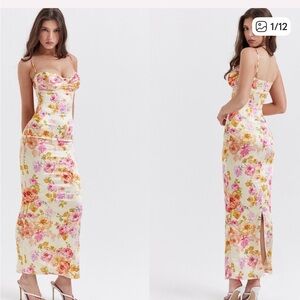HOUSE OF CB 'Josefina' Ivory Floral Maxi Dress NWOT